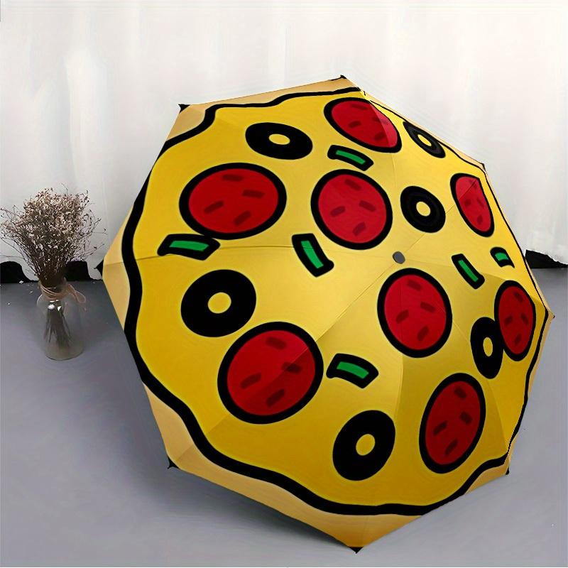 1 Stück Pizza-Muster Faltbarer Regenschirm, 8 Rippen Lässiger Langlebiger Leichter Tragbarer Reise-Regenschirm Für Männer & Frauen yy250728125