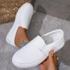 New White Lightweight Flat Bottom Leather Single Shoes for Women Casual Slip on Students Fashion Board Tenis Feminino Large Size