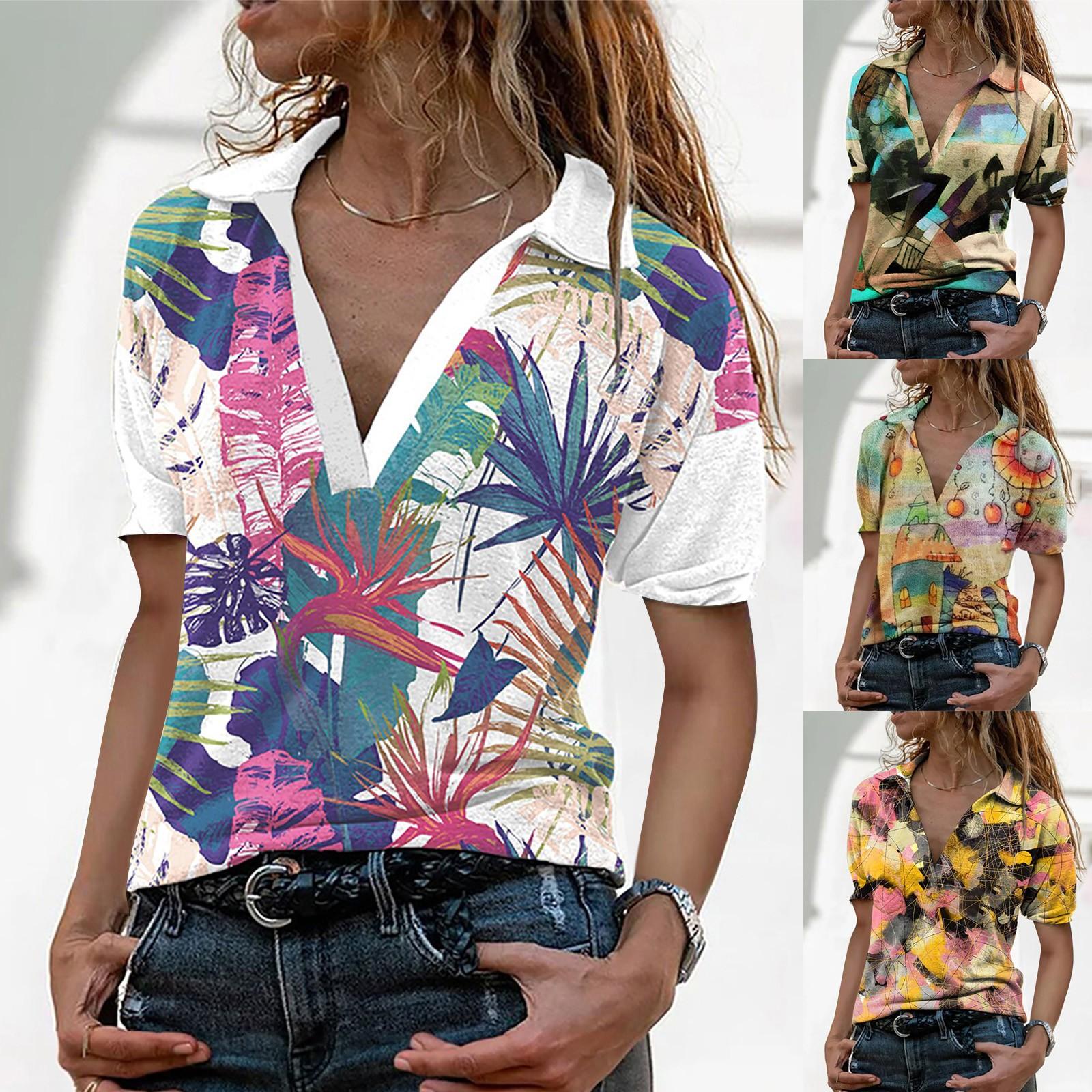 

Женские повседневные пуловеры с короткими рукавами и v-образным вырезом в стиле ретро