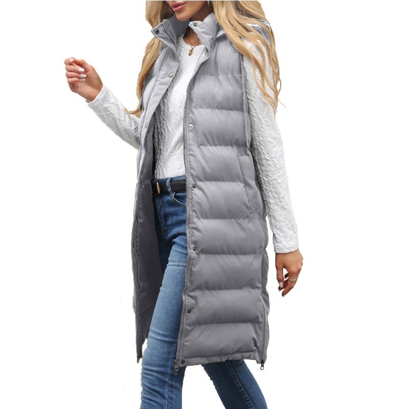 Autumn and winter new large size autumn and winter hooded long sleeveless padded casual vest 2