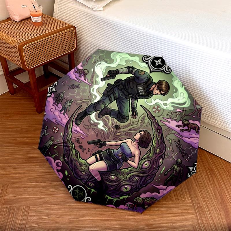 

1PC Automatic Folding Umbrella Resident Evil Pattern 8 Ribs Portable Foldable Travel Umbrella Christmas Birthday Gift разноцветный