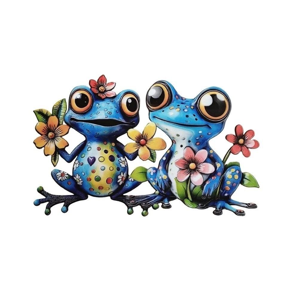 Metal Frog Decorative Plate Colorful Wall Hanging Decoration Gifts Cat Wall Decor Garden