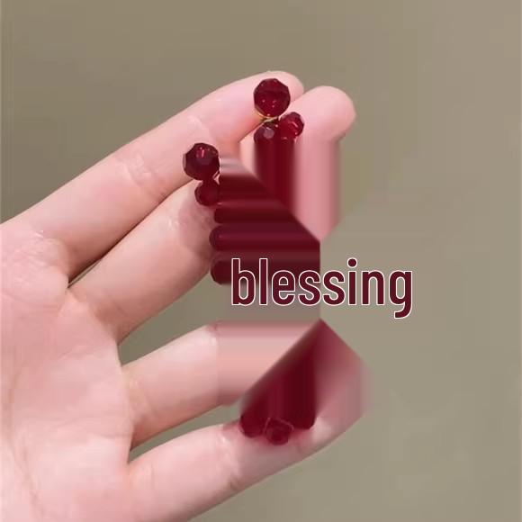 2025 Retro Red Maillard Versatile Women's Stud Earrings - Unique High-End New Year Style