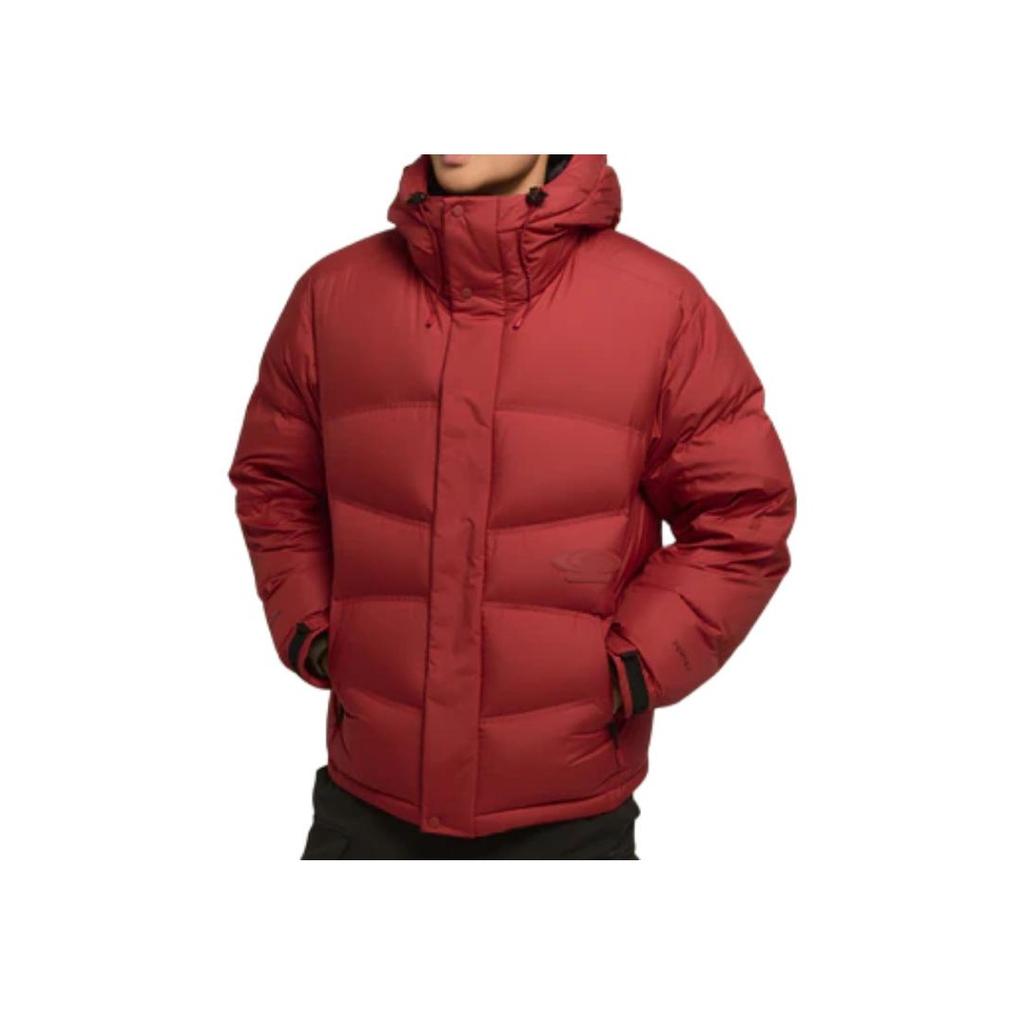 Salomon Solid Color Hooded Zipper Long Sleeve Down Jacket Unisex Outerwear Dark-Red LC2580700