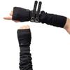 Spandex Ice Silk Finger Sleeves Hip-hop Y2K PU Wristband Sun Protection Punk Black Arm Cover  Girls