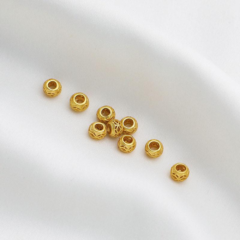 Gold-Plated Hollow Lace Spacer Beads, 5mm, Large Hole for DIY Jewelry Crafting