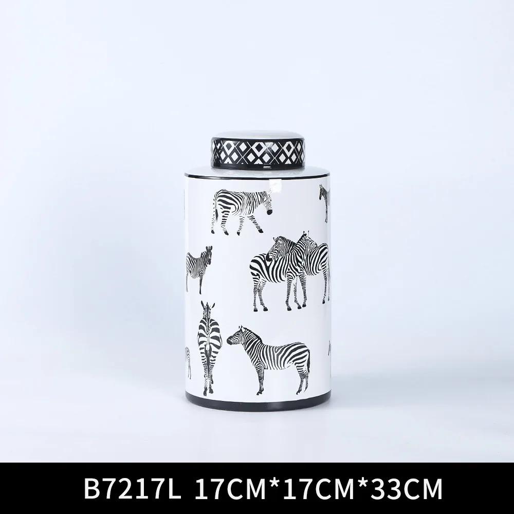 Geometric Stripe Storage Jar with Lid, Ceramic Vase, Candy Jar, Desktop Ornament Storage Container, Home Decoration Crafts