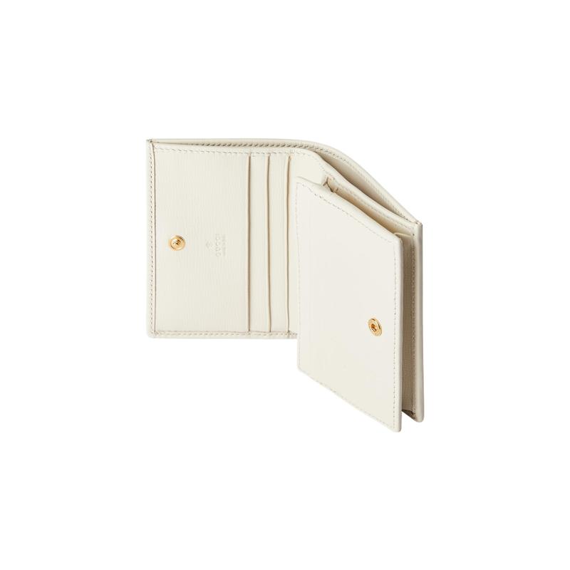 Gucci Horsebit 1955 Horsebit snap closure crystal gold tone accessories leather card holder wallet women's white