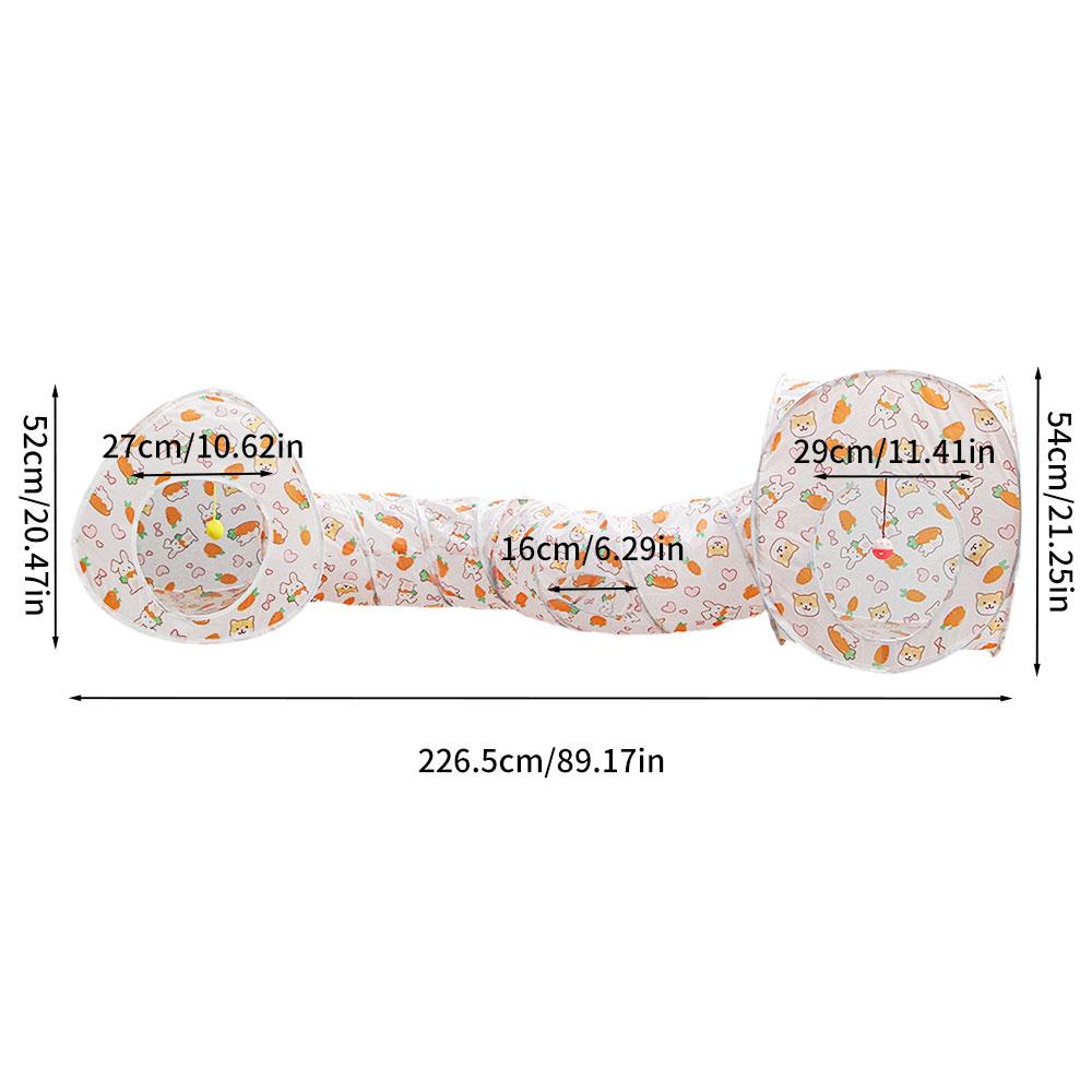 Foldable Pet Tunnel for Cat Dog Interactive Play Tent with Carrot Design Durable Cat Tunnel for Indoor/Outdoor Use Pet Playhouse