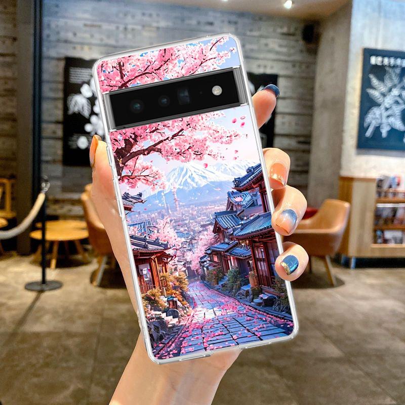 Phone Case For Google Pixel 9 8 7 6 9A 8A 7A 6A 5 4 5A 4A 3A Pro XL Soft TPU Cover Landscape Japan Series Aestheticism Scenery