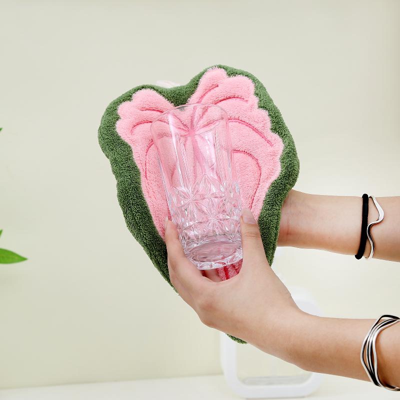Leaf Wipe Hand Towel Coral Fluff Towel Kitchen Cleaning Household Soft Absorbent Creative Hanging Bathroom Hand Towel