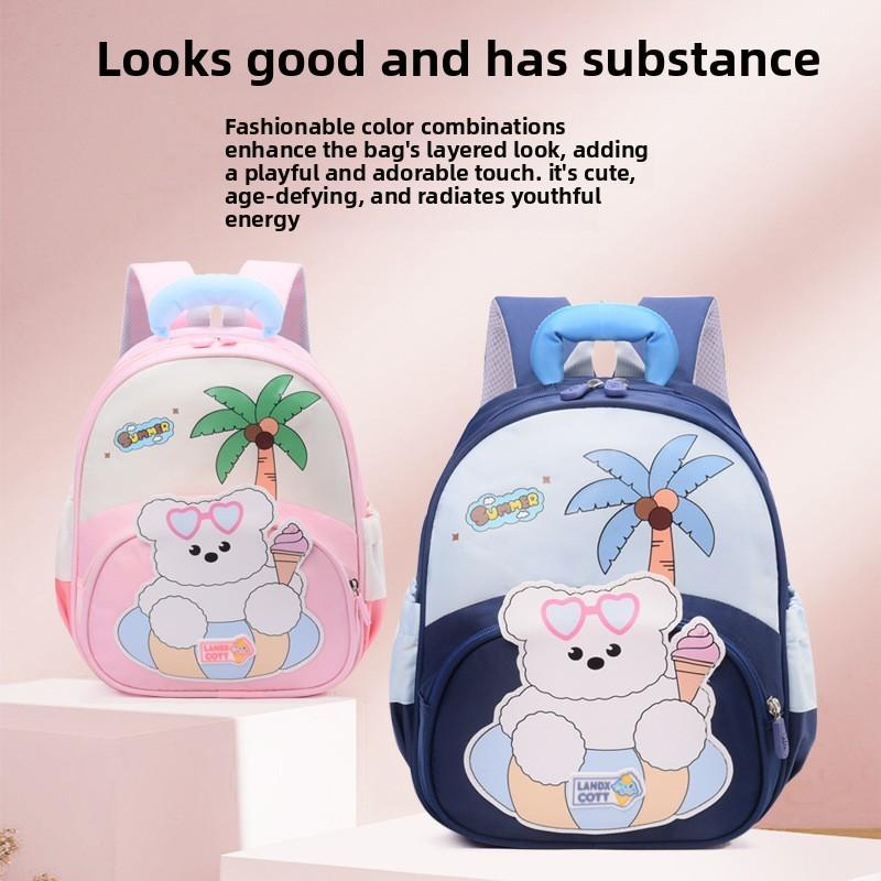 Kids Dualshoulder Cartoon Bear Backpack With Air Cushion Straps For Kindergarten Entrance