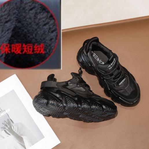 Fashion 5CM Genuine Leather Platform Wedge Skate Boarding High Brand Chunky Sneaker Winter Plush Women Vulcanized Casual Shoes