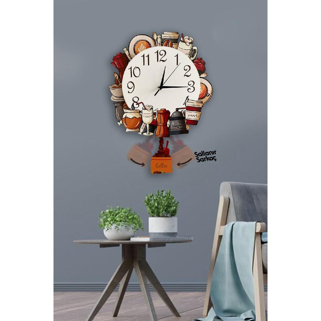 Koktajl 3d Design Swinging Pendulum Wall Clock