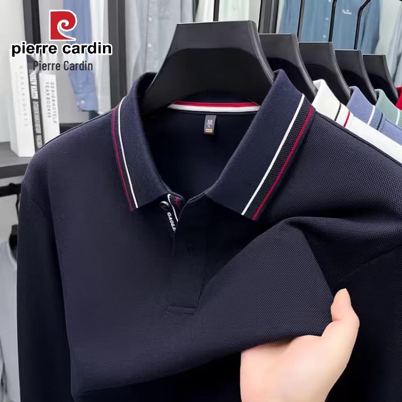 

Pierre Cardin Men s 100% Cotton Long-Sleeve Polo Shirt 2XL