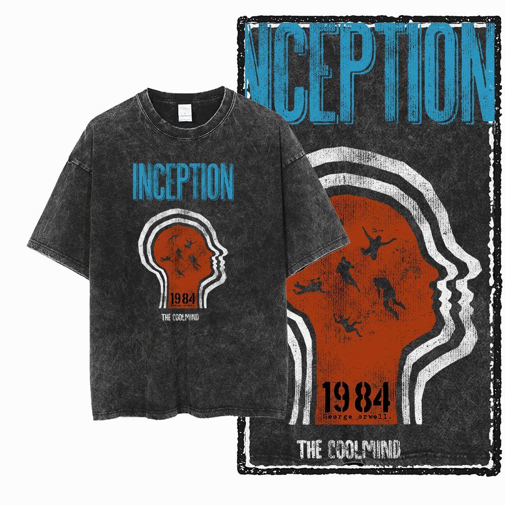 G02 Exclusive 100% Cotton Big Size 1984 Graphic Men T-shirt | Acid Washed  Streetwear Cool Vintage O-neck Men's Tee Tshirt