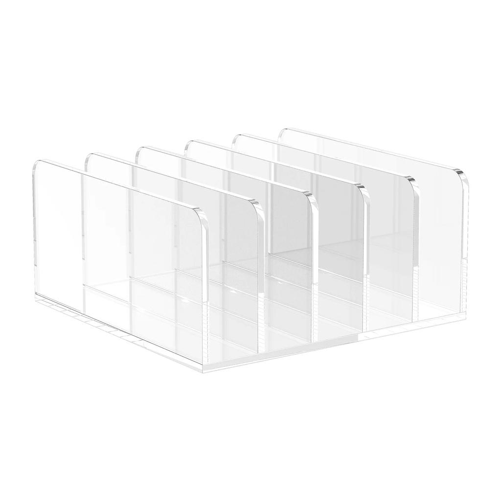 Porta Cartões de Visita de 5 Slots Acrílico de Mesa Vertical Organizador de Correio Suporte Transparente para Exposição de Cartões Suporte de Mesa de Escritório