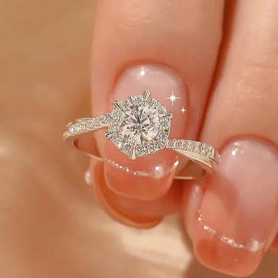 Sterling  Wedding Trend Women Rings Brilliant Cubic Zirconia Temperament Elegant Lady Rings Engagement Band Jewelry