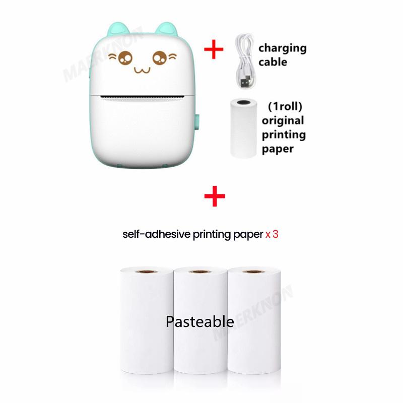 HD Mini Thermal Printer Portable Label Photo Printers Stickers Paper Inkless Wireless Cat Kid Impresora 200dpi Android IOS 57mm