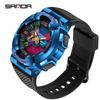 SANDA New Couple 9004/3137 Fantasy Colorful Men's and Women's Watch Fashion Trend Dual Display Outdoor Night Light Watch