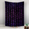 Tapestry Viking Rune Alphabet Purple Neon Pattern Poster Wall Art for Teen Room