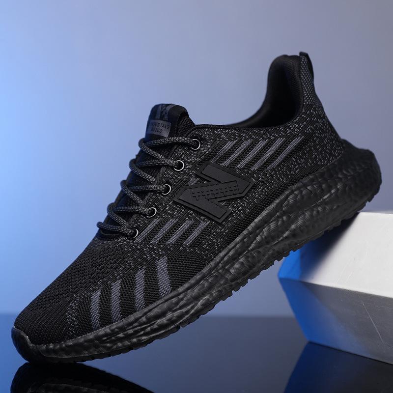 

Cold dip men s and women s spring and autumn models, fly-woven mesh, breathable and lightweight casual shoes, soft-soled outdoor sports shoes 44 чёрный