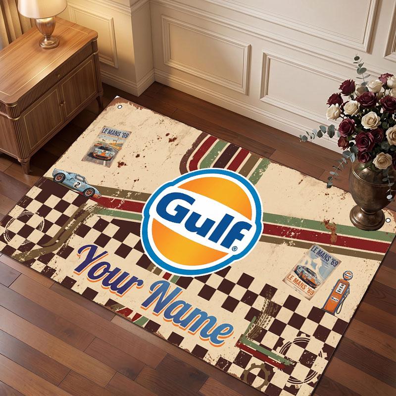 Gulf Personalized Crystal Velvet Carpet, Customized Name Text Soft Anti‑Slip Rug for Living Room Bedroom