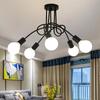 Retro Żyrandol Kute Żelazo LED Lampa Sufitowa Czarno-Biały E27 Światło Salon Nowoczesna Dekoracja Oprawa Oświetleniowa Domu
