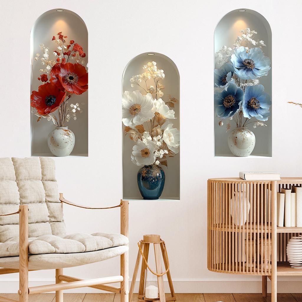 Arched Vase Self-adhesive Bedroom Foyer Living Room Balcony Wall Decoration Sticker