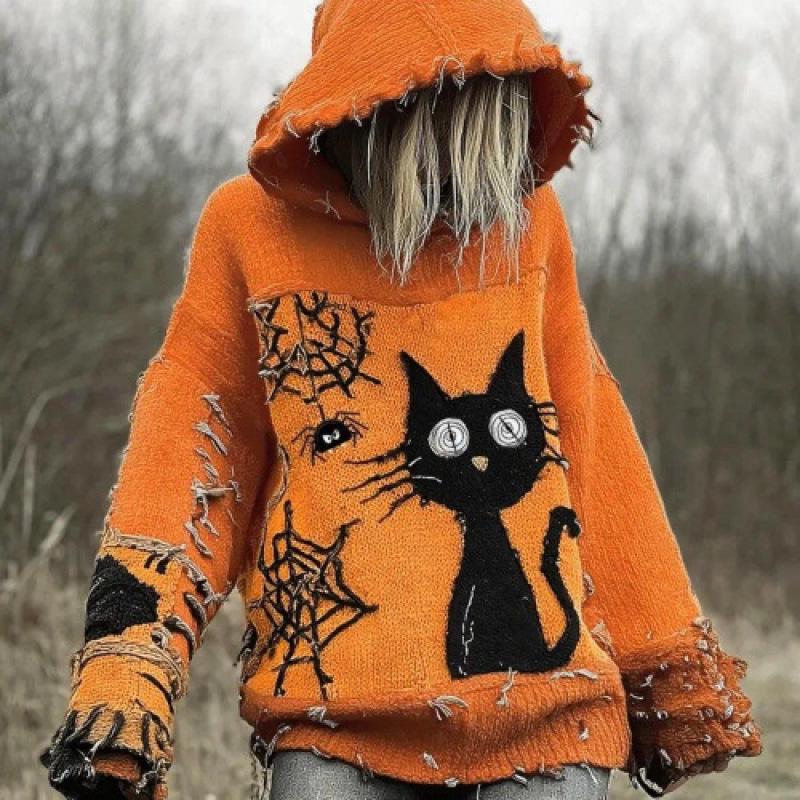 2025 European & American Cross-Border Halloween Loose Hooded Sweatshirt with 3D Print
