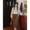 2026 Spring Women's Japanese Stand Collar Lace-Trimmed Slim Shirt