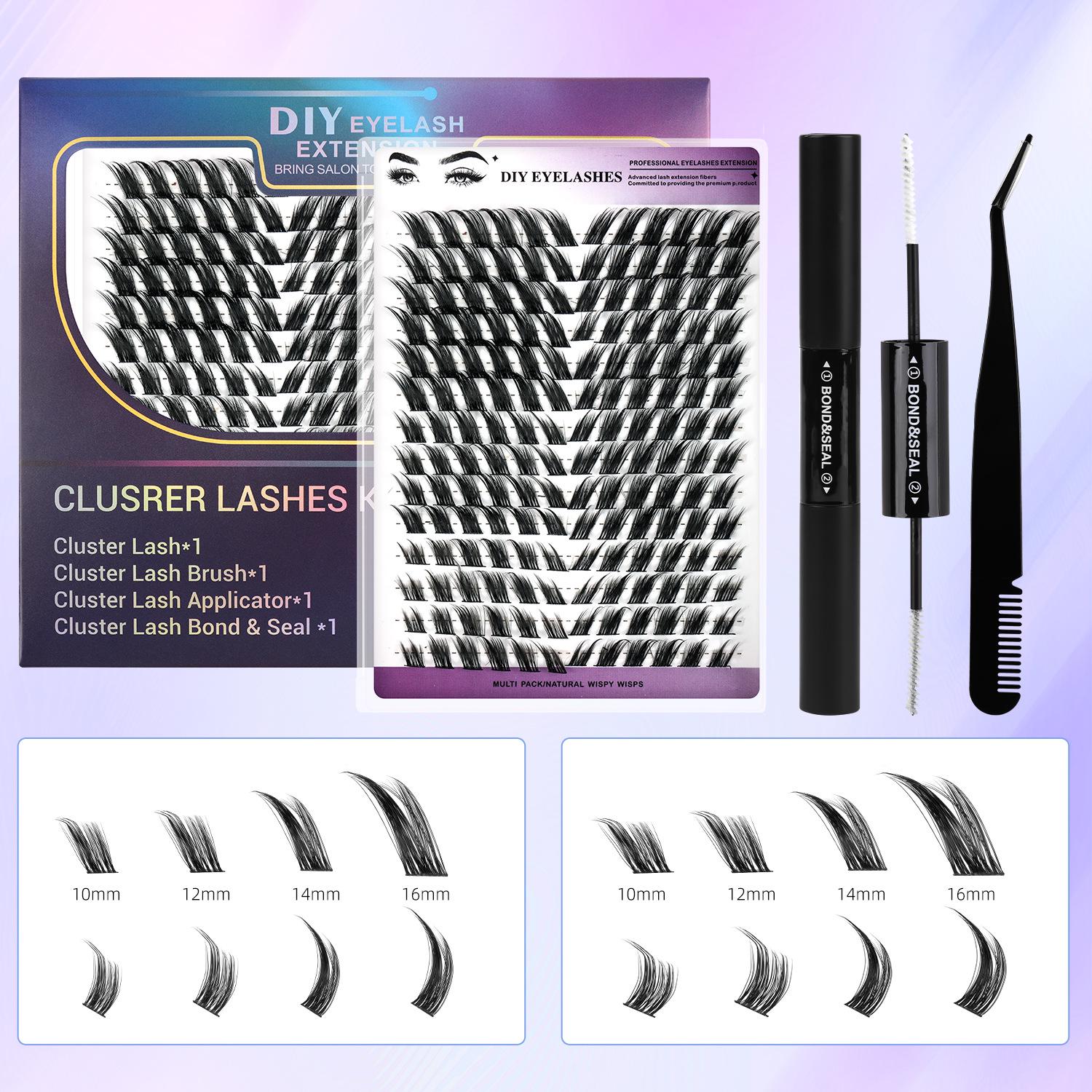 

Набор накладных ресниц по сегментам для самостоятельного наращивания: 12 рядов, 30D и 40D в комбинации, горячий клей, большая вместимость