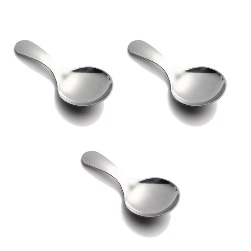 

3Pcs Stainless Steel Spoons Coffee Tea Scoop Mini Dessert Spoon Small Kids Spoon Short Handle Spice Sugar Salt Spoon For Jar