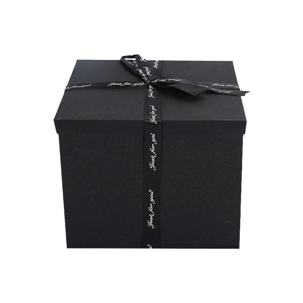 

Багатошарова подарункова коробка-сюрприз зі стрічкою Вибухова коробка для подарунка на День народження/Різдво для цукерок, прикрас, презентації DIY-подарунка 35x25x11cm чорний