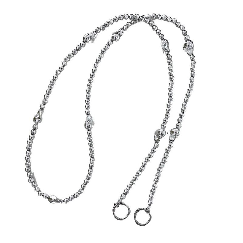 Silver Plated Beads Phone Lanyard Crossbody Neck Cord Mobile Hanging Strap Outdoor Universal Case Rope Anti-Lost Chain For Key