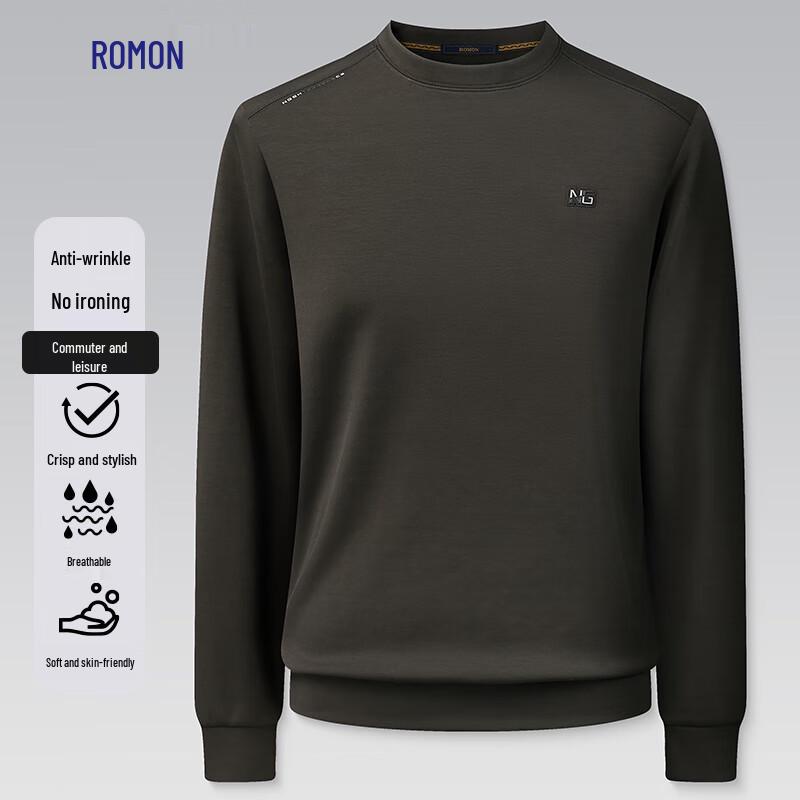 

Romon Men s Elastic Crew Neck Long-Sleeve Tee L
