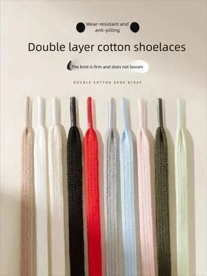 Nouveaux Lacets Classiques en Pur Coton Lacets Plats Lacets de Sport en Toile pour Hommes et Femmes Largeur 0,8 cm Longueur 100/120/140/160 cm