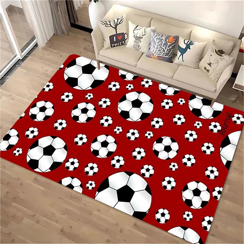Ball Sports Themed Carpet Cartoon Soccer Floor Mat for Kids Bedroom Decor Football Large Area Rugs Home Living Room Hallway Rug
