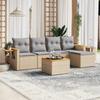 Vidaxl 6-Cz. Garden Furniture Set With Cushions, Beige, Poly Rattan