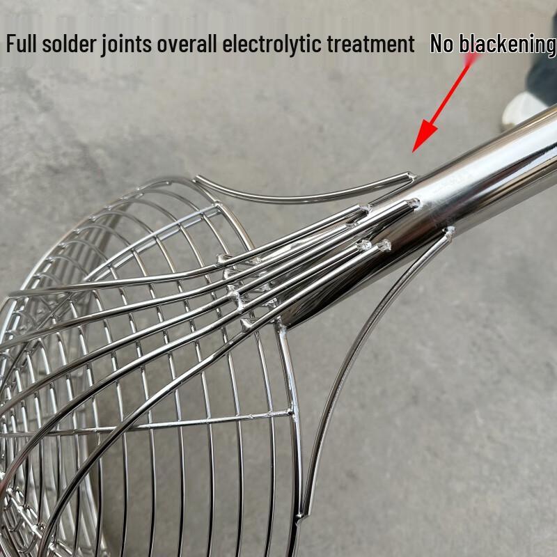 Stainless Steel Frying Skimmer with Long Wooden Handle