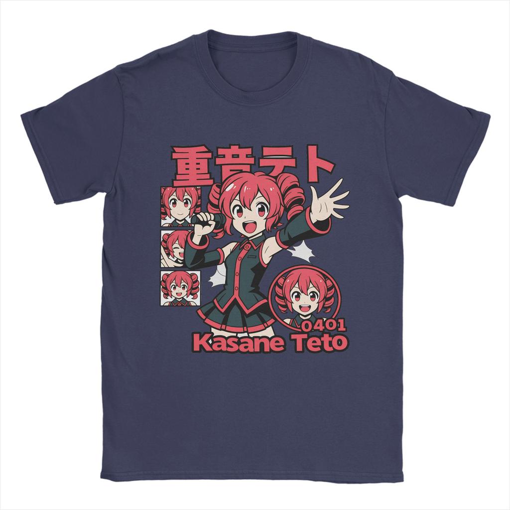 Kasane Teto Anime T-Shirt Sommer Baumwoll-T-Shirts Für Männer Trendiger Print T-Shirt Kurzarm Vintage T-Shirts