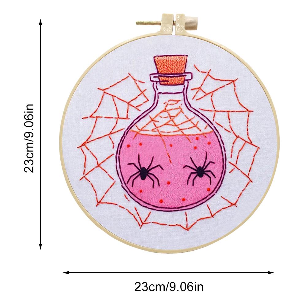 Halloween Embroidery Starter Kit Ghost & Gothic Stamped Pattern Cross Stitch DIY Christmas Decoration Embroidery Kit for Adults
