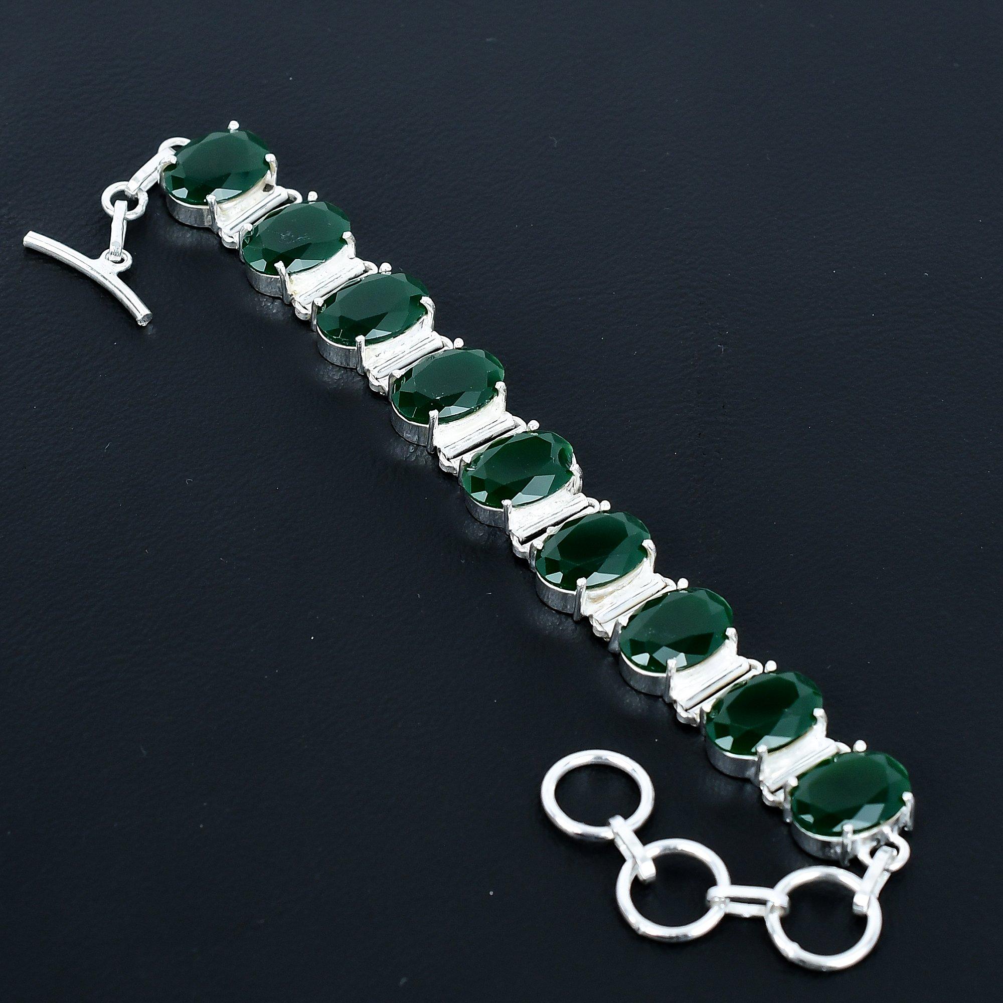 

Красивый изумрудный браслет Браслет из стерлингового серебра 925 пробы Регулируемый браслет-цепочка Браслет ручной работы в стиле бохо Украшения с изумрудом Подарки на свадьбу 8 зелёный