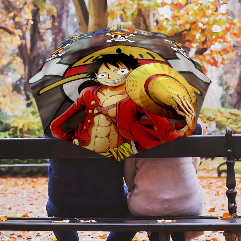 1 PC Automatic Folding Umbrella - One Piece Monkey D Luffy Pattern Portable Foldable Design With 8 Ribs Christmas Birthday Gifts