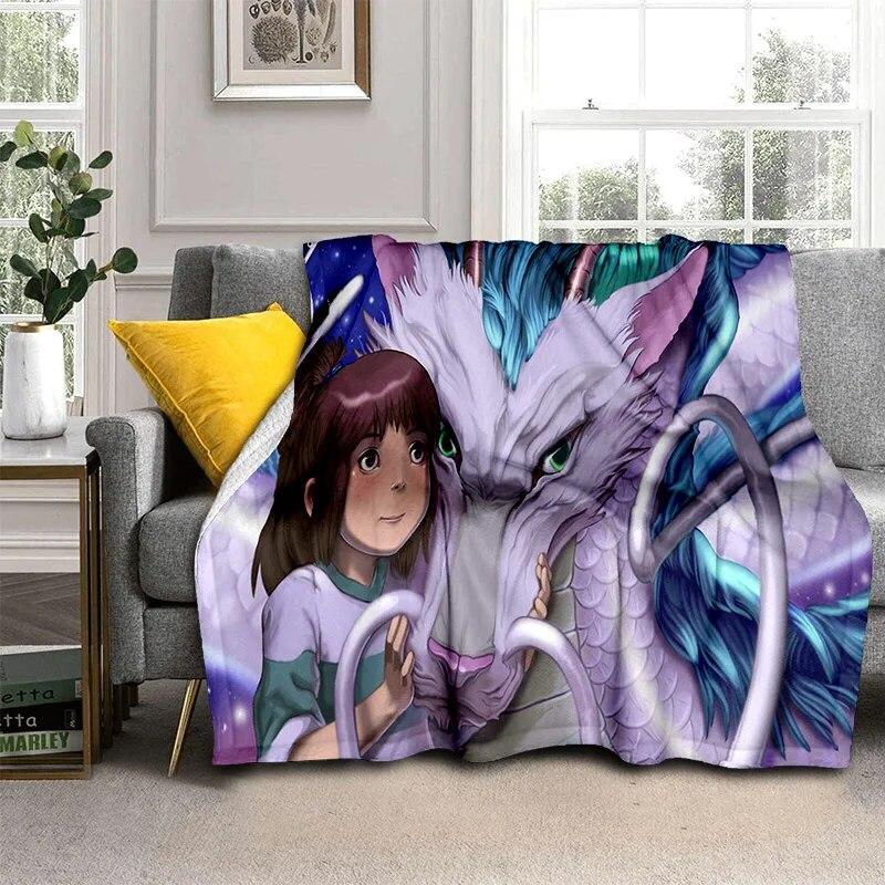 Spirited Away 3D-Cartoon-Anime-HD-Decke, weiche Überwurfdecke für Zuhause, Schlafzimmer, Bett, Sofa, Picknick, Reisen, Büro, Decke für Kinder