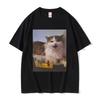 Cat Funny Meme Graphic T-shirts Men Women Fashion Oversized Streetwear Unisex Casual Soft Cotton Short Sleeves Male Vintage Tees