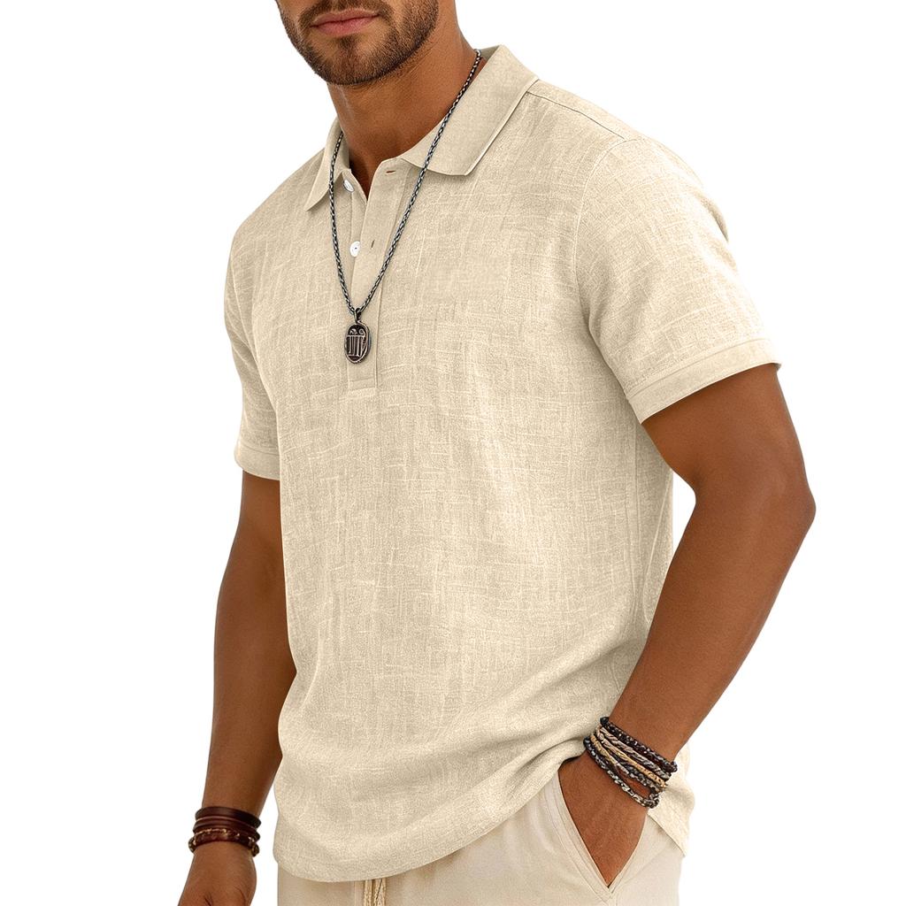 Men's Casual -color Summer - Cotton And Linen Short-sleeved Shirt