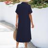 Women Dresses Summer Casual Short Sleeve Button Down Shirt Dresses Beach Cover Up With Pockets