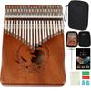 JINSELF Kalimba 21-Key Beginner Set Mahogany Brown with Music Score Instruction Book Case Finger Sleeves Kids Musical Instrument Thumb Piano