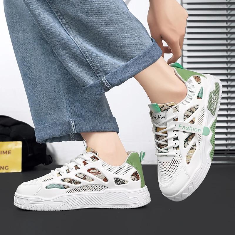Neue Sommer-Sneakers für Herren, leichte Plateauschuhe aus Mesh, trendig, atmungsaktiv, vielseitige Vulkanisierungsschuhe, Zapatillas De Hombre